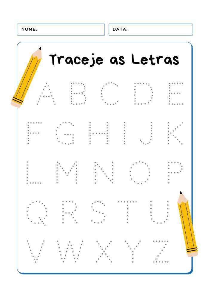 Bicolor Tracejar Letras Fundamental Folha de Atividades