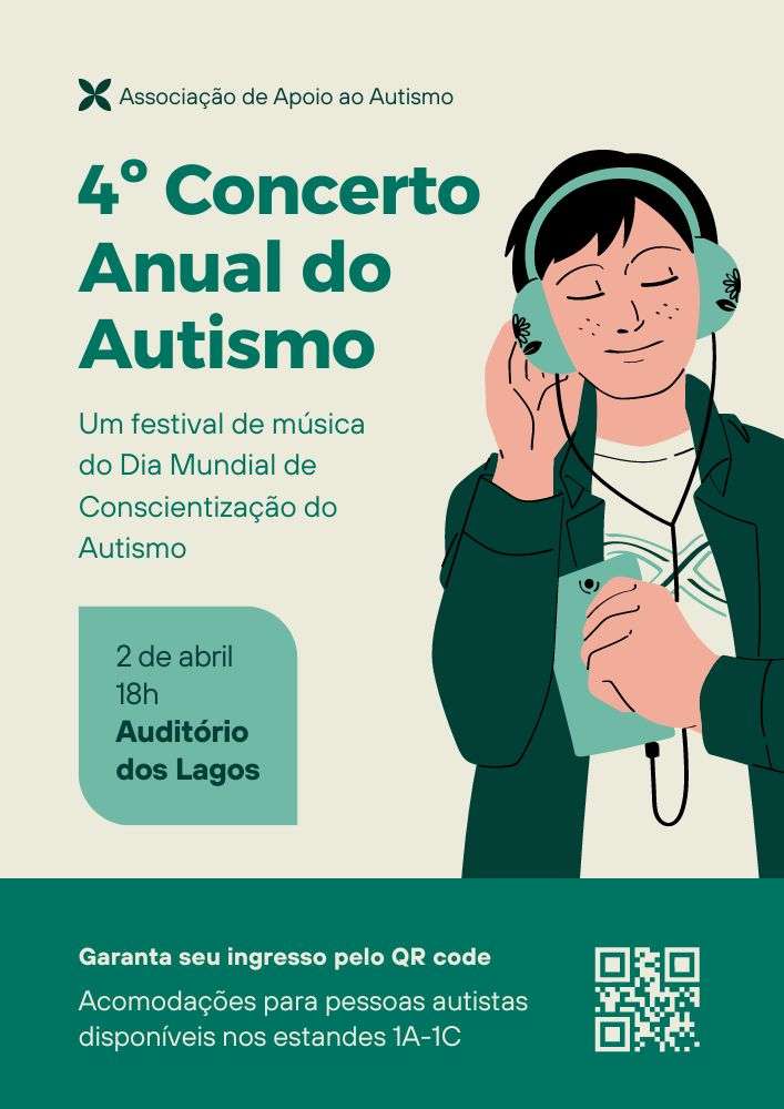 Cartaz Dia Mundial do Autismo Estilo Corporativo Ousado Verde Creme